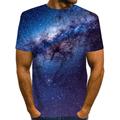 Galaxy Casual Mens 3D Shirt For Party Purple Summer Cotton Men'S Tee Funny Shirts Graphic 3D Starry Sky Round Neck Yellow Red Blue Green Print Causal Daily Short Sleeve Clothing