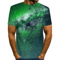 Galaxy Casual Mens 3D Shirt For Party Purple Summer Cotton Men'S Tee Funny Shirts Graphic 3D Starry Sky Round Neck Yellow Red Blue Green Print Causal Daily Short Sleeve Clothing