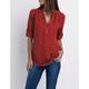 Women's Blouse Shirt Zipper Basic Plain Daily V Neck T-shirt Sleeve Regular Summer White Black Pink Grey Dark Blue