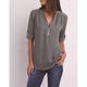 Women's Blouse Shirt Zipper Basic Plain Daily V Neck T-shirt Sleeve Regular Summer White Black Pink Grey Dark Blue