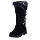 Women's Boots Snow Boots Suede Shoes Daily Solid Colored Fleece Lined Mid Calf Boots Winter Lace-up Chunky Heel Round Toe Minimalism Nubuck Faux Suede Lace-up Dark Brown Black Yellow