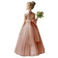 Flower Girl Dresses for Wedding Puffy Satin Tulle Princess Pageant Dress for Girls Crew Neck Tulle Bow Prom Ball Gowns For Wedding Guest