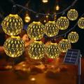 Solar Moroccan String Lights LED Globe Fairy Lights Outdoor Waterproof 8 Lighting Modes IP65 Waterproof Ball Light Christmas Wedding Party Garden Holiday Decoration