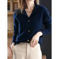 Women's Cardigan Stand Collar Ribbed Knit Polyester Button Knitted Fall Winter Regular Outdoor Daily Going out Stylish Casual Soft Long Sleeve Solid Color Navy Blue Camel Brown S M L