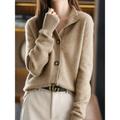 Women's Cardigan Stand Collar Ribbed Knit Polyester Button Knitted Fall Winter Regular Outdoor Daily Going out Stylish Casual Soft Long Sleeve Solid Color Navy Blue Camel Brown S M L