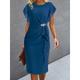 Women's Party Dress Cocktail Dress Midi Chiffon Dress Wine Blue Green Short Sleeve Solid Color Ruffle Crew Neck Evening Party Vacation Wedding Guest Summer Spring Fall