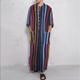 Men's Plus Size Pajamas Robes Gown Nightgown Sleepwear 1PC Stripes Muslim Daily Cotton Blend Comfort Breathable Pocket Spring Fall Photo Color Blue