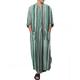 Men's Plus Size Pajamas Robes Gown Nightgown Sleepwear 1PC Stripes Muslim Daily Cotton Blend Comfort Breathable Pocket Spring Fall Photo Color Blue