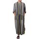 Men's Plus Size Pajamas Robes Gown Nightgown Sleepwear 1PC Stripes Muslim Daily Cotton Blend Comfort Breathable Pocket Spring Fall Photo Color Blue