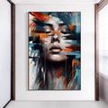 Close the eyes Woman Portrait Wall Art Handpainted Abstract Girl Painting Home Decor Painting Colorful Colors Picture Face Art For Home Decor No Frame