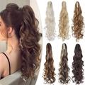 Ponytail Extension Claw 24 Long Curly Wavy Clip In Hairpiece Hair Ponytail Extensions Synthetic One Piece A Jaw Pony Tails for Women Light Brown Ash Blonde
