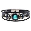 1pcs Men's Leather Bracelet 12 Constellation Vintage Punk Black Zodiac Rock Hip Hop Bracelet Jewelry