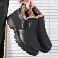Men's Boots Snow Boots Winter Boots Fleece lined Walking Classic Casual Outdoor Home Cloth Warm Comfortable Slip Resistant Slip-on Black Brown Fall Winter