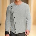 Men's Sweater Cardigan Sweater Sweater Jacket Chunky Knit Regular Button-Down Solid / Plain Color Crew Neck Clothing Apparel Fall Winter Light Grey M L XL