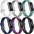6 Pack Smart Watch Band Compatible with Fitbit Luxe Soft Silicone Smartwatch Strap Adjustable Solo Loop Women Men Sport Band Replacement Wristband