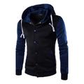 Men's Button Up Hoodie Blue Yellow Wine Red Navy Blue Hooded Color Block Going out Cotton Active Cool Winter Clothing Apparel Hoodies Sweatshirts Long Sleeve