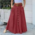 Women's Swing Work Skirts Long Skirt Maxi Skirts Pocket Split Solid Colored Office / Career Casual Daily Summer Polyester Streetwear coastalgrandmastyle Basic Summer Black Wine Royal Blue