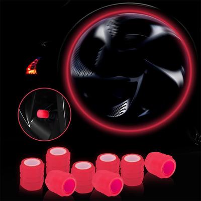 8 PCS Luminous Wheels Cap Tire Valve Stem Glow Luminous at Night Air Caps Cover Fluorescent Illuminated Auto Car Wheel Valve Stem Caps Cover for SUV Motorcycles Truck Vehicle