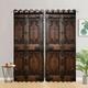 Blackout Curtain Drapes Farmhouse Grommet/Eyelet Barn Wood Door Curtain Panels For Living Room Bedroom Door Kitchen Window Treatments Thermal Insulated Room Darkening