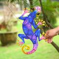 Outdoor Metal Decoration,Gecko Figurine,Hanging Gecko Wall Art Ornaments Lizard Wall Sculptures Statues Decoration for Home Garden Farmhouse Porch Patio Lawn Fence Backyard