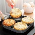 4-Hole Non-Stick Fry Pan with Wooden Handle - Perfect for Eggs, Pancakes, Burgers More!