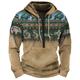 Buffalo Print Hoodie Mens Graphic Color Block Tribal Prints Daily Ethnic Casual 3D Zip Holiday Going Out Streetwear Hoodies Bronze Dark Green Orange Long Native American Brown Cotton