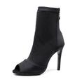 Women's Latin Dance Clubwear Salsa Shoes Dance Boots Party Dailywear Practice Socks Ankle Boots Heel Chain Slim High Heel Peep Toe Zipper Black Red Blue