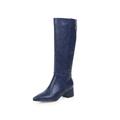 Women's Boots Metallic Boots Sexy Boots Heel Boots Party Daily Club Solid Color Knee High Boots Winter Sequin Zipper High Heel Block Heel Pointed Toe Punk Fashion Sexy Patent Leather Zipper Silver