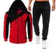 Men's Hoodie Tracksuit Zip Hoodie Sweatshirt Sweat Jacket Wine Red Black White Red Blue Hooded Color Block Patchwork Zipper Sports Outdoor Cool Casual Essential Winter Fall Winter Clothing Apparel