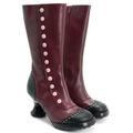 Women's Boots Button Boots Plus Size Heel Boots Outdoor Daily Solid Color Color Block Mid Calf Boots Winter Lace Kitten Heel Round Toe Elegant Vintage Casual Walking PU Zipper Red Blue Brown