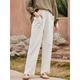 55% Linen Women's Pants Linen Cotton Blend Pants Full Length Linen Slacks Pocket Fashion Casual Daily Wear Casual Daily White Pants