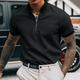 Men's Polo Shirt Golf Shirt Going out Gym Turndown Quarter Zip Short Sleeve Sportswear Casual Solid Color Sports Patchwork Zipper Spring Summer Slim Black-White Black White Navy Blue Blue / White