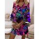 Women's Floral Dress Summer Dress Print Dress Floral Graphic Print V Neck Flared Sleeve Mini Dress Classic Daily Vacation 3/4 Length Sleeve Summer Spring