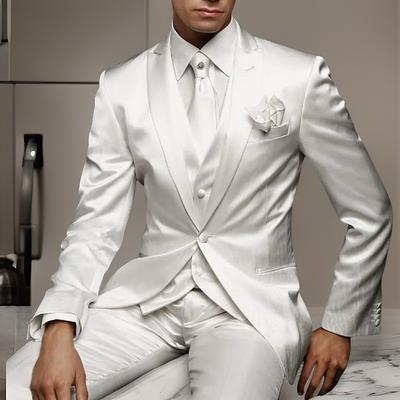 Men's Wedding Party Suits Black White Solid Colored Tailored Fit 3 Piece Single Breasted One-button