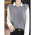 Women's Sweater Vest Crew Neck Cable Knit Polyester Oversized Fall Winter Short Daily Going out Weekend Stylish Casual Soft Sleeveless Solid Color Coffee color Black Camel M L XL