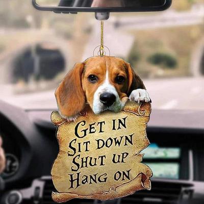 Cute Dog Ornament Lovely Acrylic Animal Car Hanger Car Decor Two Sided Ornament