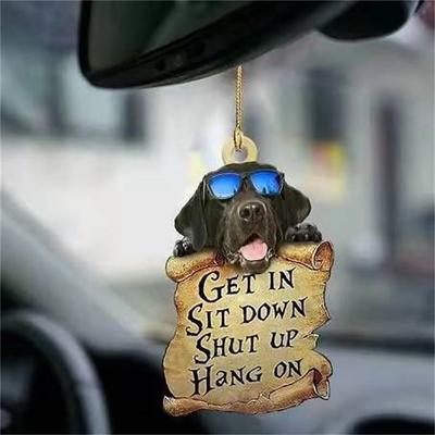 Cute Dog Ornament Lovely Acrylic Animal Car Hanger Car Decor Two Sided Ornament