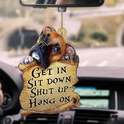 Cute Dog Ornament Lovely Acrylic Animal Car Hanger Car Decor Two Sided Ornament