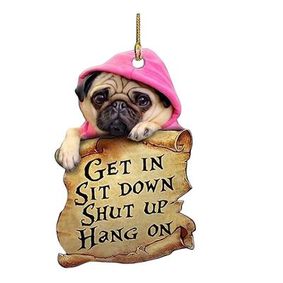 Cute Dog Ornament Lovely Acrylic Animal Car Hanger Car Decor Two Sided Ornament