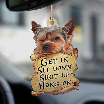 Cute Dog Ornament Lovely Acrylic Animal Car Hanger Car Decor Two Sided Ornament