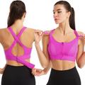 Women's High Support Sports Bra Running Bra Cross Back Zip Front Bra Top Padded Yoga Fitness Gym Workout Adjustable Breathable Quick Dry Black Purple Rosy Pink Solid Color