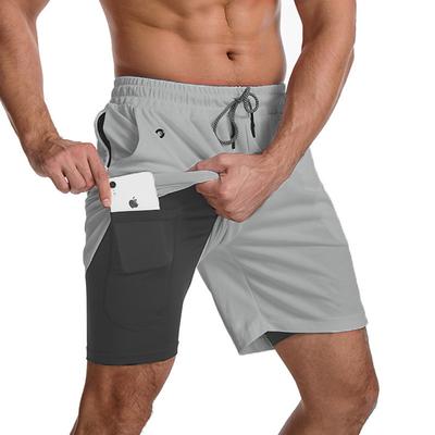 Men's Running Shorts Gym Shorts Yoga Shorts Drawstring 2 in 1 with Phone Pocket Earphone Hole Base Layer Sports Outdoor Athletic Summer Breathable Quick Dry Moisture Absorbent Yoga Fitness Gym