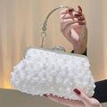 Women's Clutch Clutch Bags Polyester Alloy Party Bridal Shower Wedding Party Pearls Beading Solid Color White Beige