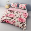 Designer Roses Floral Pattern Duvet Cover Set Comforter Set 3-Piece Luxury Weighted Cotton Bedding Set Home Decor Gift King Queen Duvet Cover