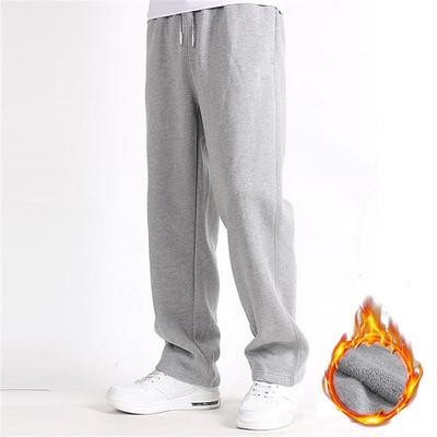 Men's Fleece Pants Sweatpants Joggers Winter Pants Trousers Drawstring Elastic Waist Straight Leg Solid Color Warm Casual Daily Sports Fashion Black Navy Blue Micro-elastic