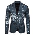 Men's Classic Party Blazer Regular Standard Fit Floral Single Breasted One-button Black White Green 2024