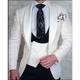 White Black Men's Jacquard Floral Wedding Gothic Suits Tuxedo Party Suits 3 Piece Tailored Fit Single Breasted One-button 2024