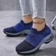 Women's Sneakers Plus Size Flyknit Shoes Outdoor Daily Color Block Summer Flat Heel Round Toe Sporty Casual Running Walking Tissage Volant Loafer Black And White Blue Grey Black gray