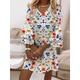 Women's Graphic Leaf Print V Neck Flared Sleeve Mini Dress Classic Daily Vacation 3/4 Length Sleeve Summer Spring