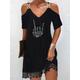 Women's Black Dress Party Dress Lace Dress Cocktail Dress Midi Dress Silver Black White Short Sleeve Geometric Lace Summer Spring Fall V Neck Elegant Winter Dress Wedding Guest